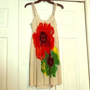 Heathered Cream Multi Strap Big Floral Lite Dress